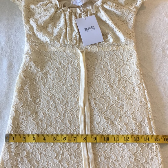 💖Lace bodycon off shoulder ruffle sexy cute Dress - Picture 14 of 14